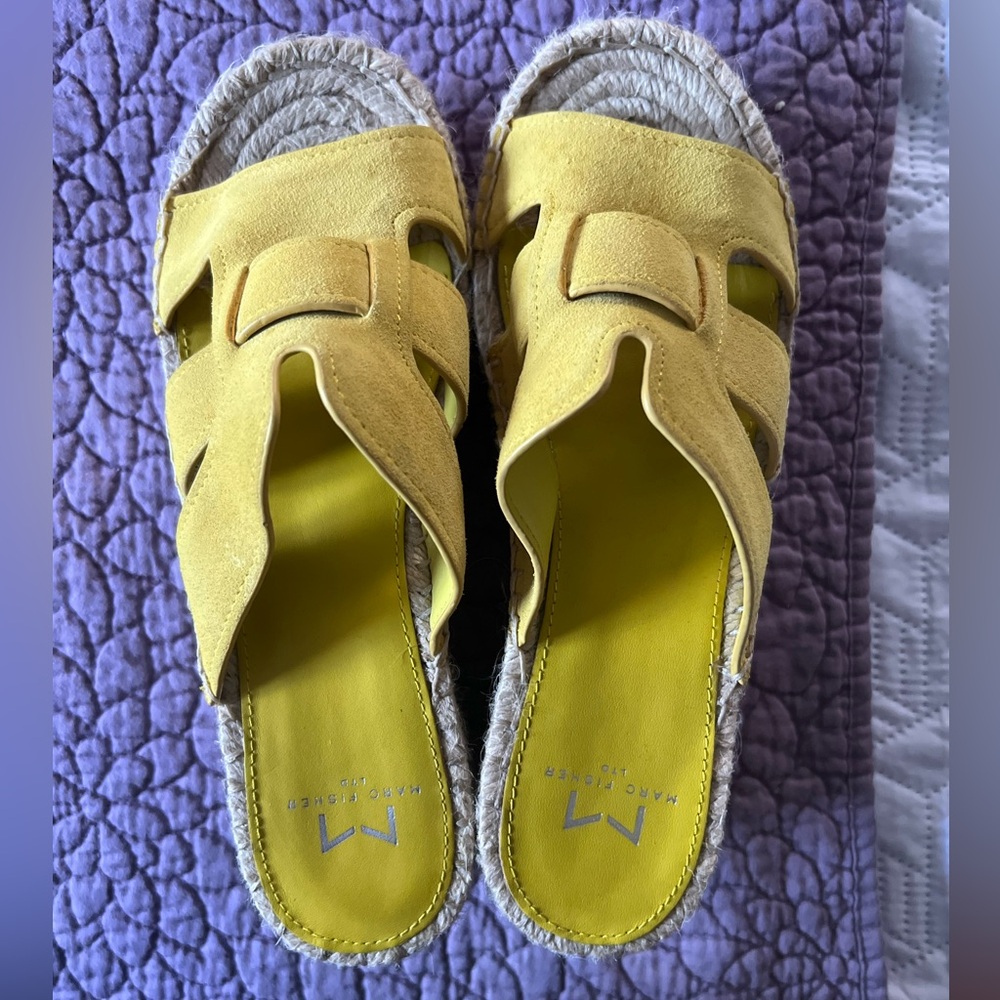 Marc Fisher Yellow Espadrille Slides